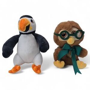 YOUNG PUFFIN & THE MONSTER Plush Toy Set Owl & Puffin Storybook Duo Collector's‎